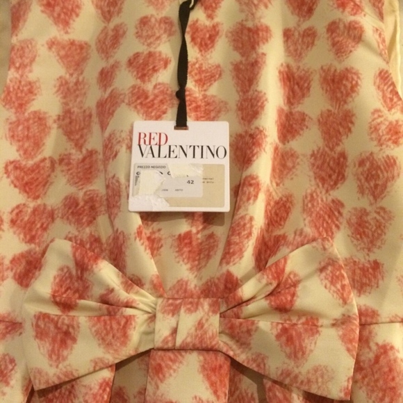 ❌SOLD❌NWT RED VALENTINO Pink Painted Hearts Faille Dresses - Picture 8 of 8